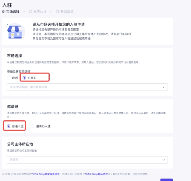 tiktok开店市场选择